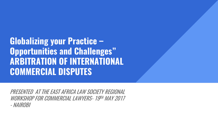 globalizing your practice opportunities and challenges