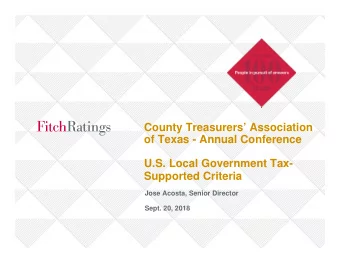 County Treasurers Association  of Texas - Annual Conference  U.S. Local Government Tax-