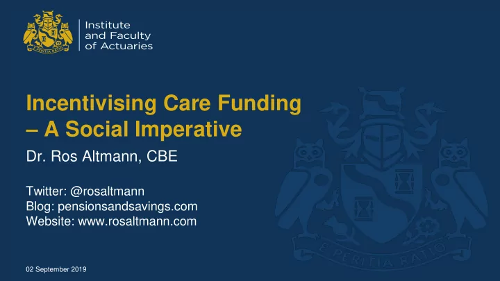 incentivising care funding a social imperative