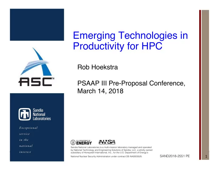 productivity for hpc