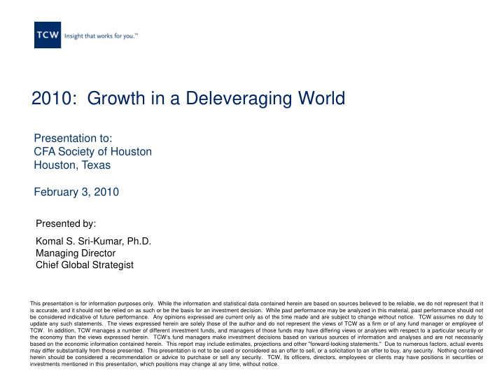 2010 growth in a deleveraging world