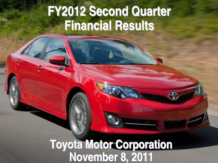fy2012 second quarter fy2012 second quarter fy2012 second