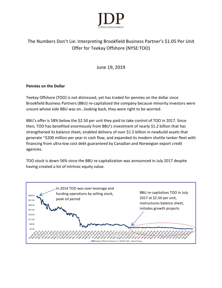 in 2014 too was over leverage and bbu re capitalizes too