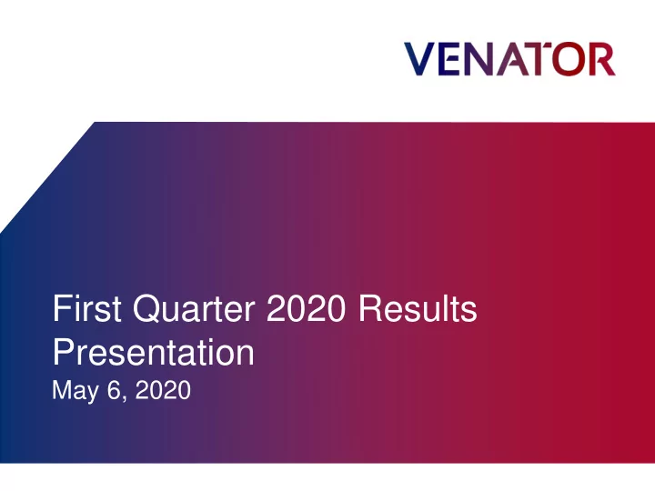 first quarter 2020 results