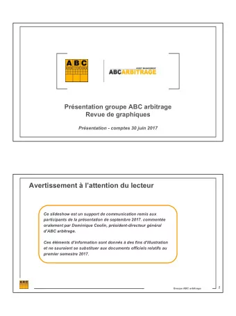 Avertissement  lattention du lecteur  Ce slideshow est un support de communication remis aux