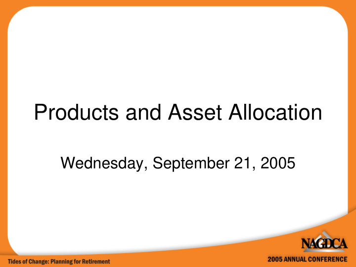 products and asset allocation