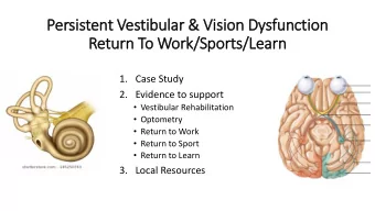 Persistent  t Vestibular &amp; Vision Dysfu  functi  tion  Return  rn To Work  rk/Sport  rts/Learn