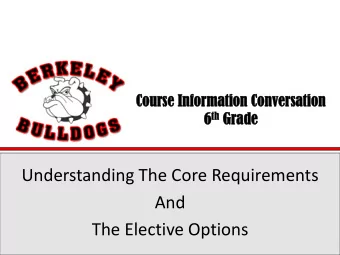 The Elective Options 6 th Grade Core &amp; Electives  Paper Color  Blue 6 th Grade Core Classes
