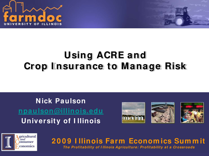 using acre and crop i nsurance to manage risk