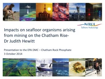 Impacts on seafloor organisms arising  from mining on the Chatham Rise-  Dr Judith Hewitt