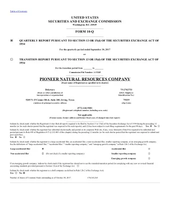 PIONEER NATURAL RESOURCES COMPANY  (Exact name of Registrant as specified in its charter)