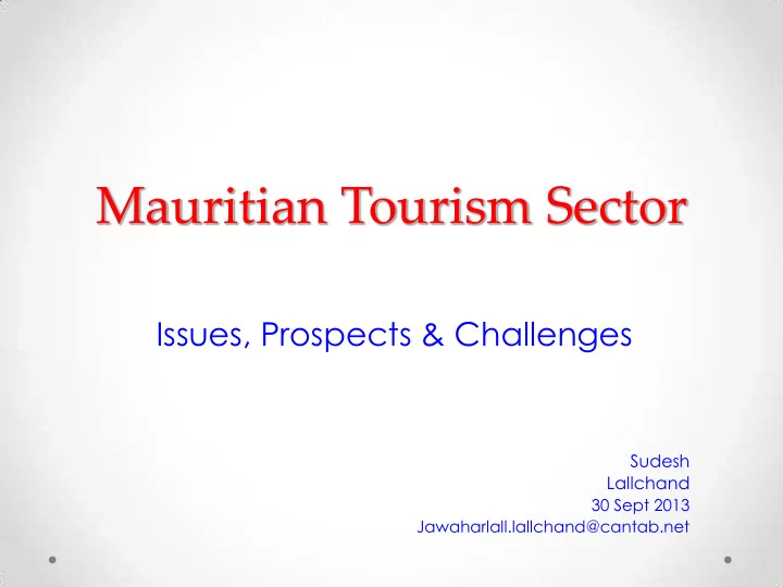 mauritian tourism sector