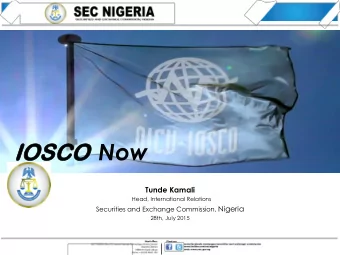 SCO Now  IOSCO  IO  Tunde Kamali  Head, International Relations Securities and Exchange Commission,