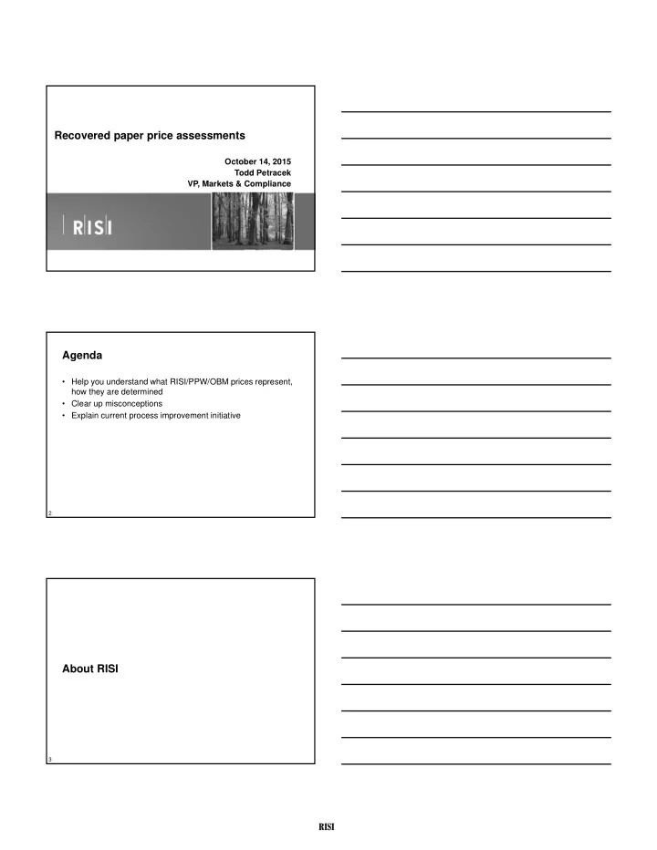 recovered paper price assessments