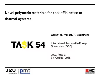 thermal systems  Gernot M. Wallner, R. Buchinger  International Sustainable Energy  Conference