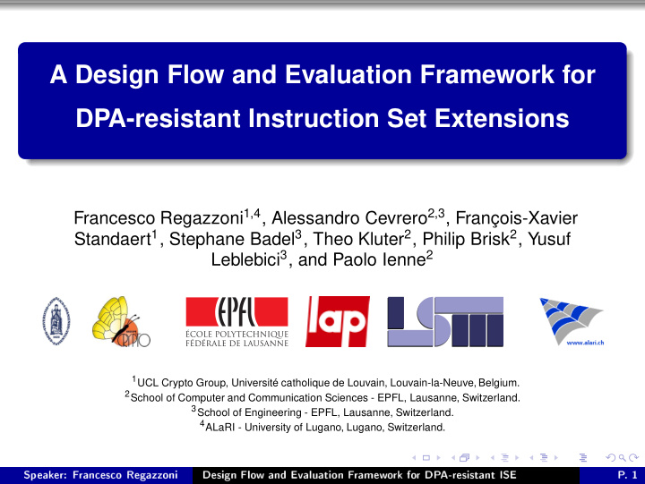 a design flow and evaluation framework for dpa resistant