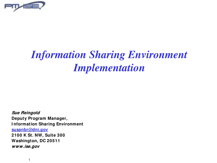 information sharing environment implementation