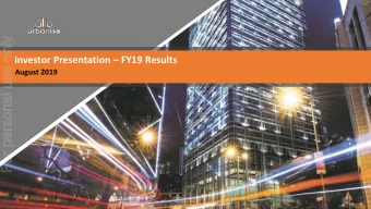 For personal use only  Investor Presentation  FY19 Results  August 2019  FY20 Focus  For