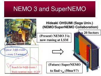 NEMO 3 and SuperNEMO  Hideaki OHSUMI (Saga Univ.)  (NEMO/SuperNEMO Collaboration)  x 20 Sectors
