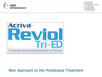New Approach to the Presbyopia Treatment  Introduction  Tri-ED EDOF Concepts  Active Diffractive