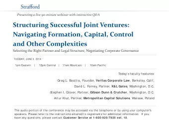 Presenting a live 90-minute webinar with interactive Q&amp;A  Structuring Successful Joint