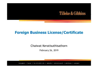 Foreign Business License/Certificate  Chaiwat Keratisuthisathorn  February 26, 2019  bangkok |