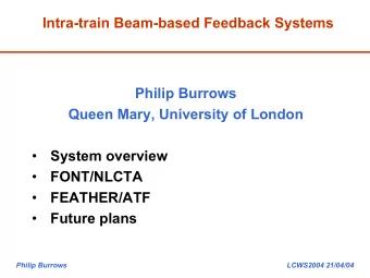 Intra-train Beam-based Feedback Systems  Philip Burrows  Queen Mary, University of London