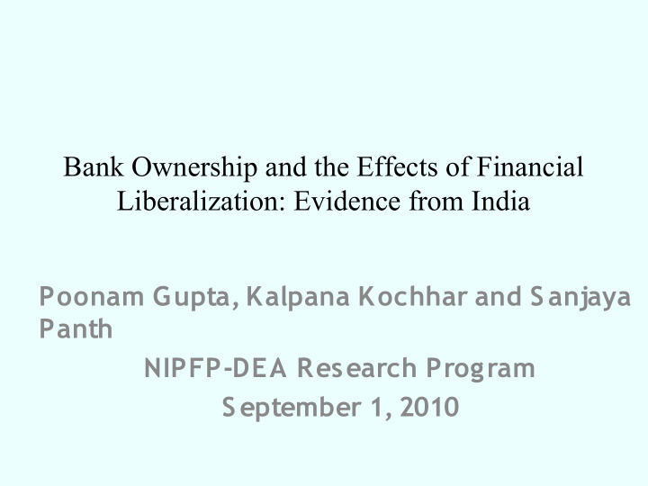 bank ownership and the effects of financial