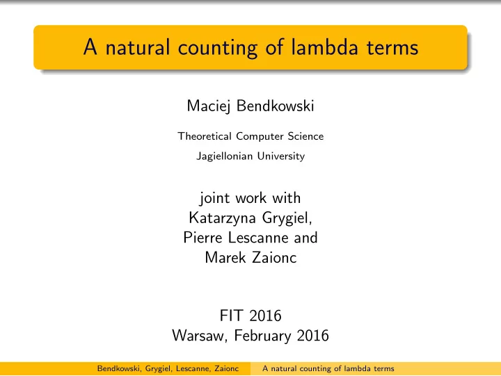 a natural counting of lambda terms