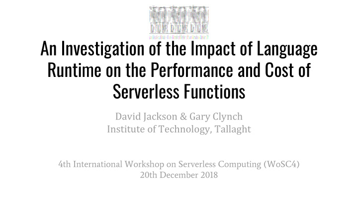 an investigation of the impact of language runtime on the