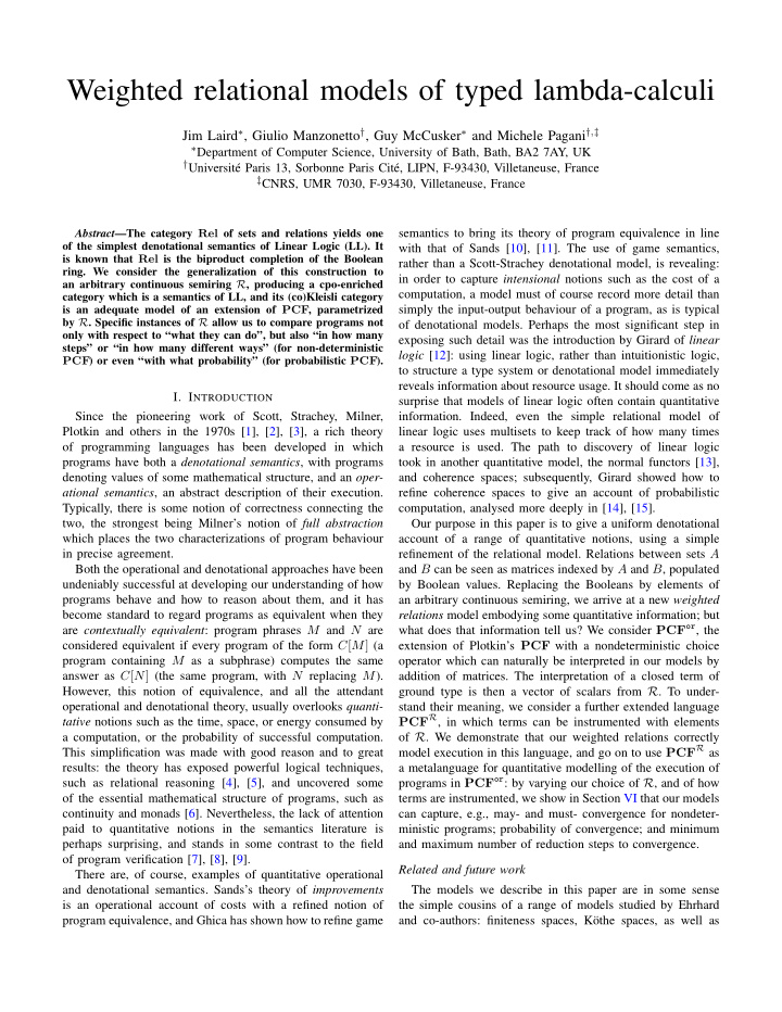 weighted relational models of typed lambda calculi