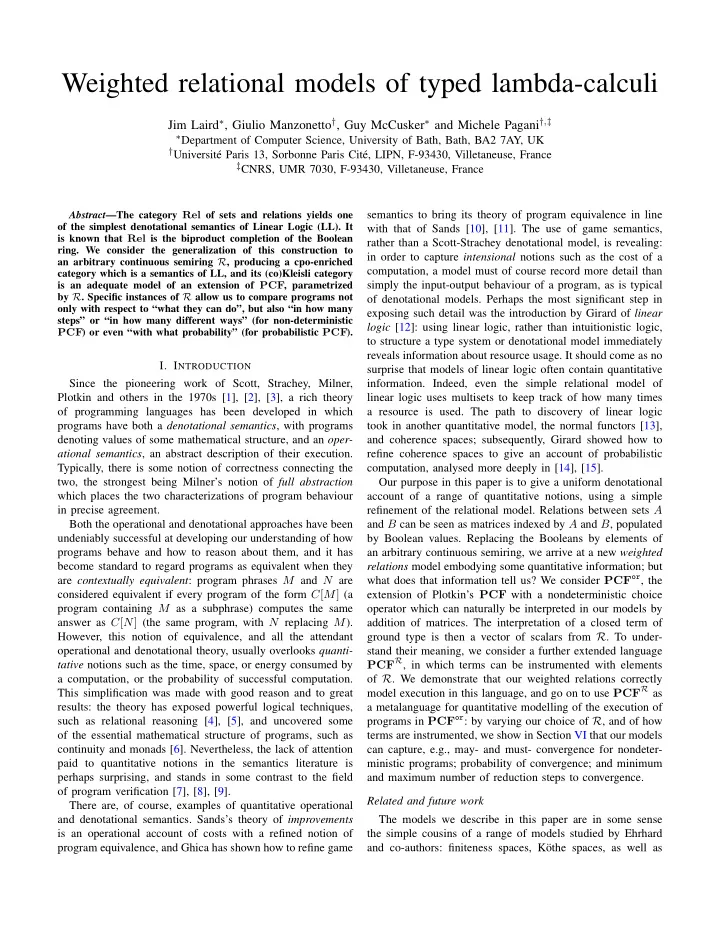 weighted relational models of typed lambda calculi