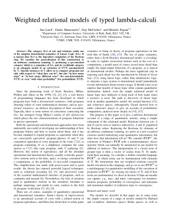Weighted relational models of typed lambda-calculi Jim Laird  , Giulio Manzonetto  , Guy