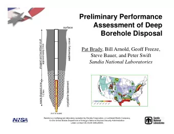Preliminary Performance  Assessment of Deep  Assessment of Deep  surface  Borehole Disposal  ver