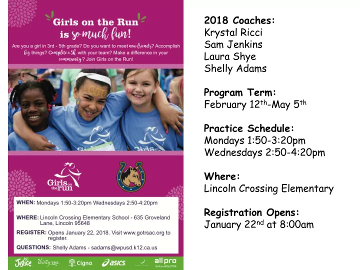 2018 coaches krystal ricci sam jenkins laura shye shelly