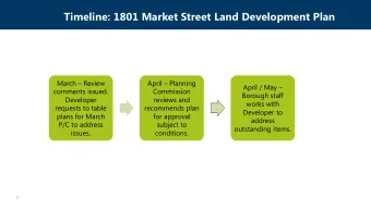 Timeline: 1801 Market Street Land Development Plan March  Review April  Planning April / May