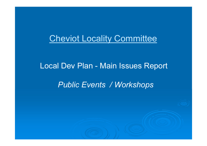 cheviot locality committee