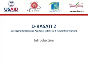 D-RASATI 2  Developing Rehabilitation Assistance to Schools &amp; Teacher Improvement  Introduction