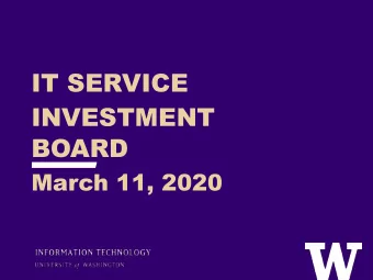 INVESTMENT  BOARD  March 11, 2020  AGENDA  &gt; Call to order  Introductions  Governance