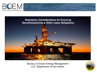 Forum on Supplemental Financial  Assurance  Houston, TX  October 2015  Bureau of Ocean Energy