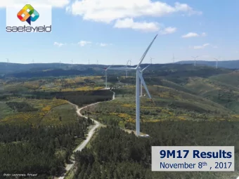 9M17 Results November 8 th , 2017  Photo: Lestenergia, Portugal  Disclaimer This presentation has