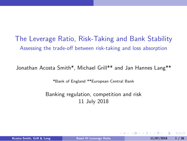 the leverage ratio risk taking and bank stability