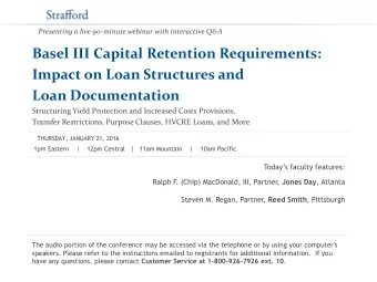 Loan Documentation  Structuring Yield Protection and Increased Costs Provisions,  Transfer