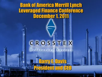 Bank of America Merrill Lynch  Leveraged Finance Conference  December 1, 2011  Barry E. Davis