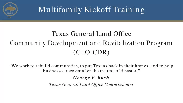 multifamily kickoff training