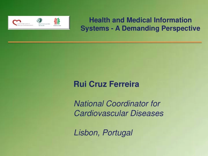 rui cruz ferreira national coordinator for cardiovascular