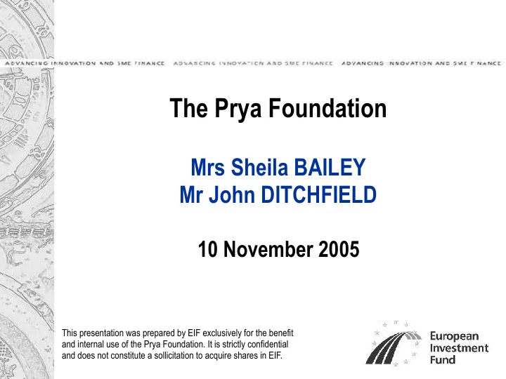 the prya foundation mrs sheila bailey mr john ditchfield