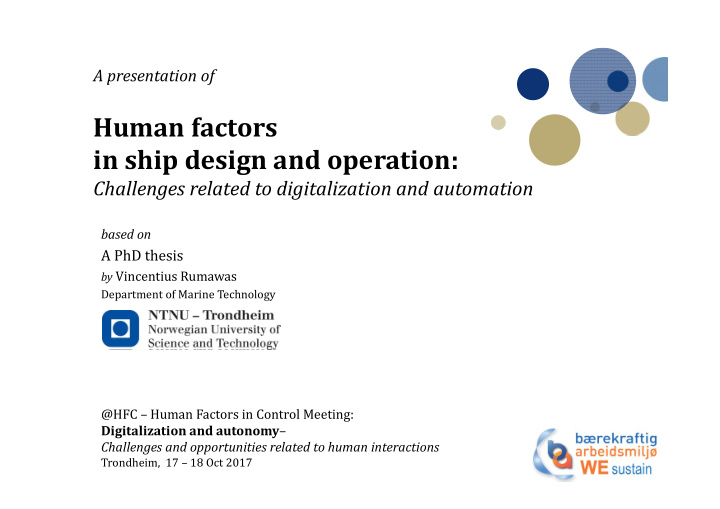 human factors in ship design and operation