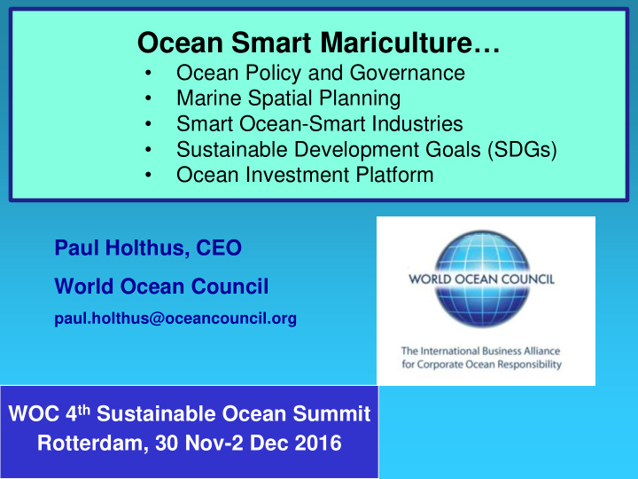 ocean smart mariculture