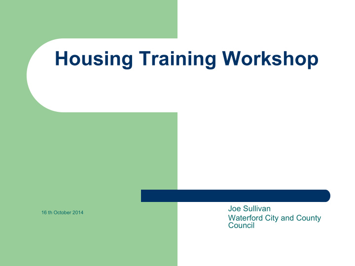housing training workshop